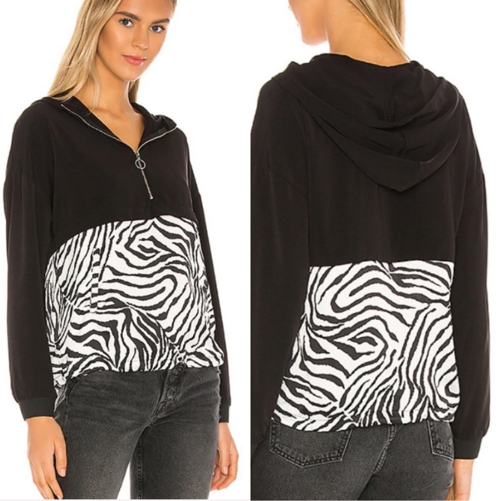 (NWT) SUPERDOWN Zebra Print 1/4 Pullover Jacket